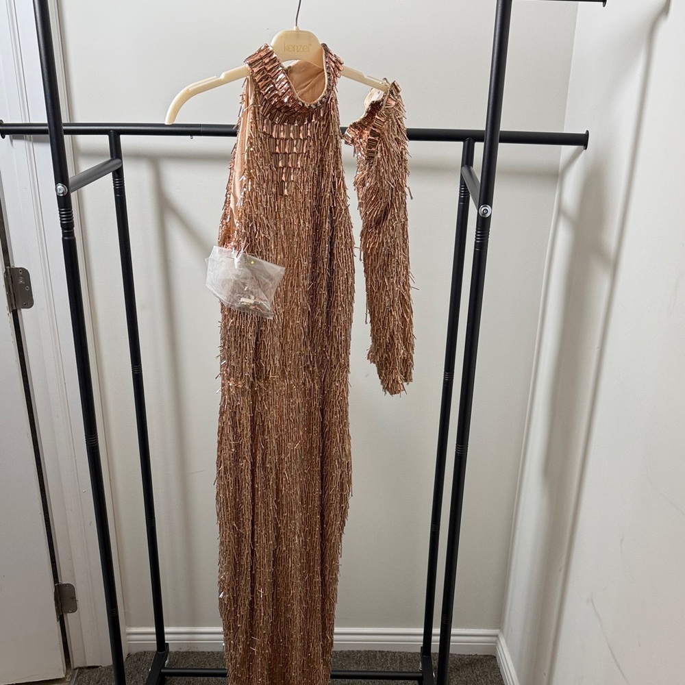 BRAND NEW Albina Dyla Bronze Serenity Gownsize 42 fits like a 4-6-8 Rose Gold - Picture 2 of 6